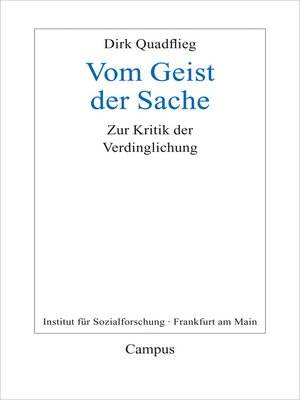 cover image of Vom Geist der Sache